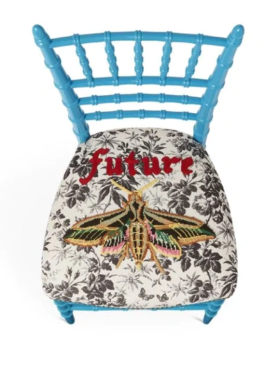 Shop Gucci Chiavari Embroidered Chair In Blue