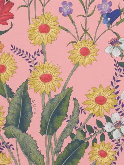 Shop Gucci Flora Print Wallpaper In Pink ,multicolour
