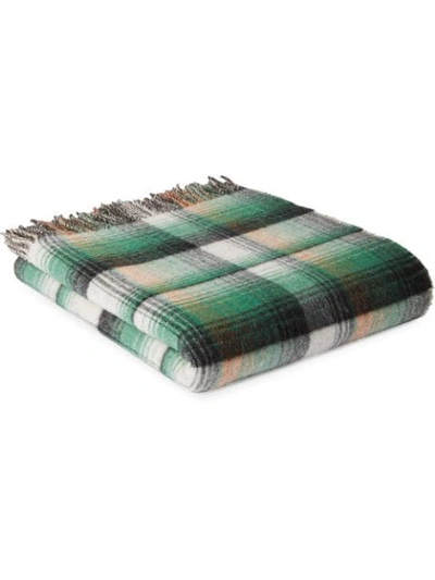 Shop Gucci Gg And Check Throw Blanket In Green