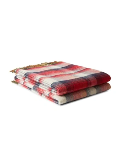 Shop Gucci Gg And Check Throw Blanket In Red