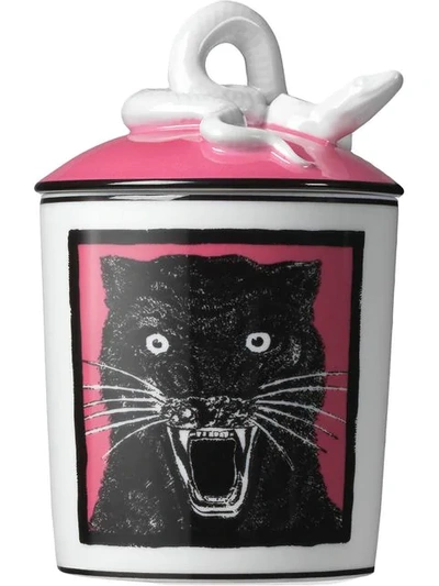 Shop Gucci Xl Esotericum Panther Candle In White ,pink