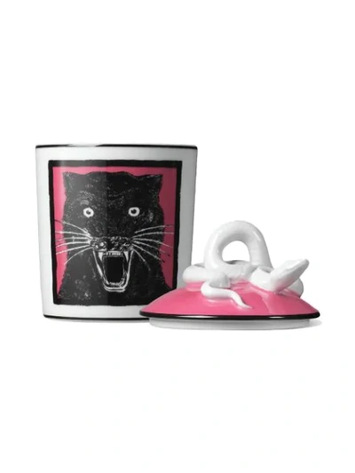 Shop Gucci Xl Esotericum Panther Candle In White ,pink