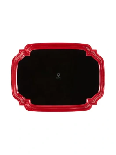 Shop Gucci Kingsnake Print Metal Tray In Red