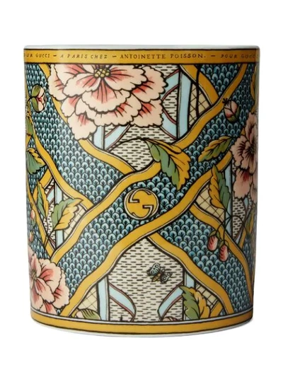 Shop Gucci Mehen Xxl Floral Print Candle In Blue ,yellow