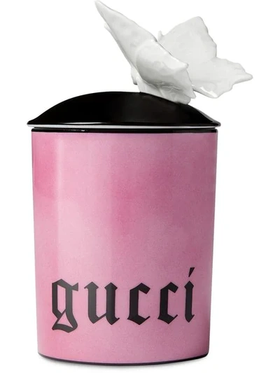 Shop Gucci Inventum Medium Butterfly Candle In Pink ,black