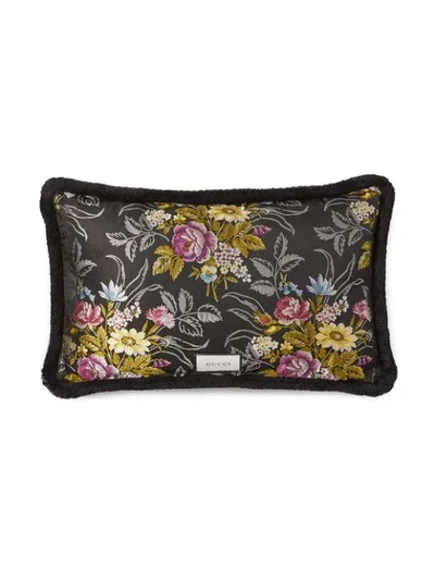 Shop Gucci Velvet Cushion With Kingsnake Embroidery In Red
