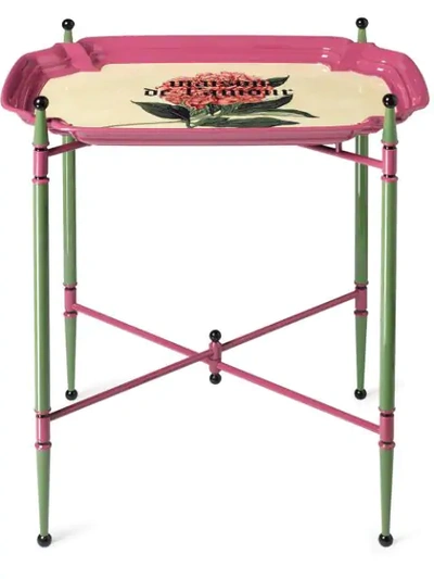 Shop Gucci "maison De L'amour" Print Metal Folding Table In Pink