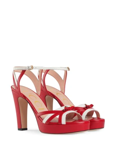 Shop Gucci Strappy Platform Sandals In Red