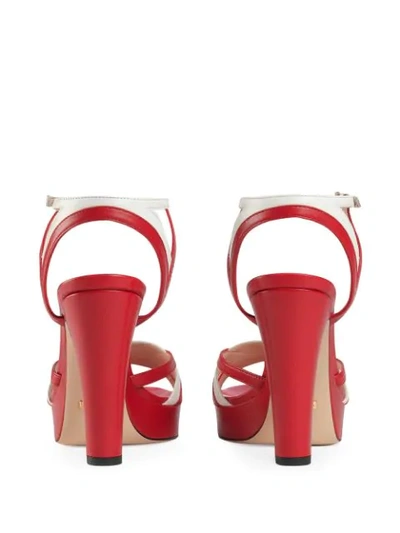 Shop Gucci Strappy Platform Sandals In Red