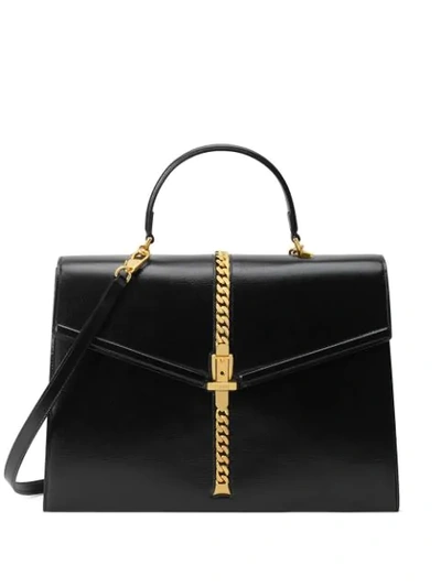 Shop Gucci Medium Sylvie 1969 Tote Bag In Black