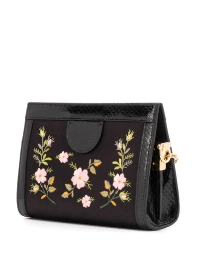 Shop Gucci Ophidia Floral Crossbody Bag In Black