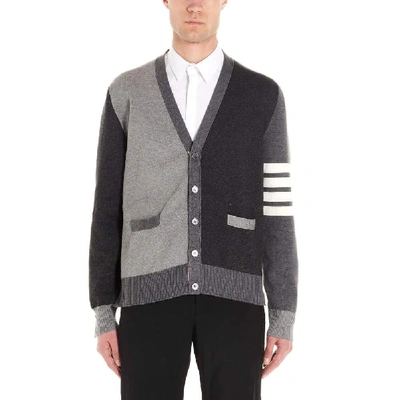 Shop Thom Browne Men's Grey Cotton Cardigan