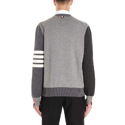 Thom Browne Milano Stitch Cotton Multi-colour 4 Bar Cardigan In Grey