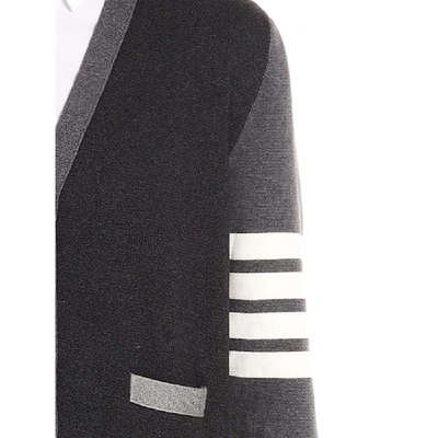 Thom Browne Milano Stitch Cotton Multi-colour 4 Bar Cardigan In Grey