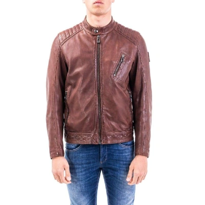 Shop Belstaff Men's Brown Leather Outerwear Jacket