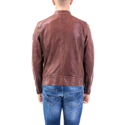 Shop Belstaff Men's Brown Leather Outerwear Jacket