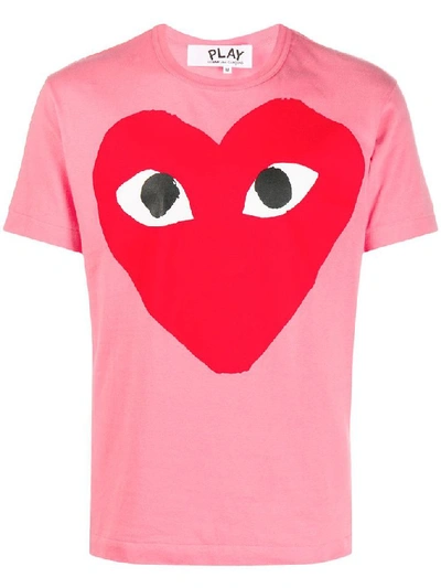 Shop Comme Des Garçons Play Men's Pink Cotton T-shirt