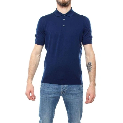 Shop Drumohr Men's Blue Cotton Polo Shirt