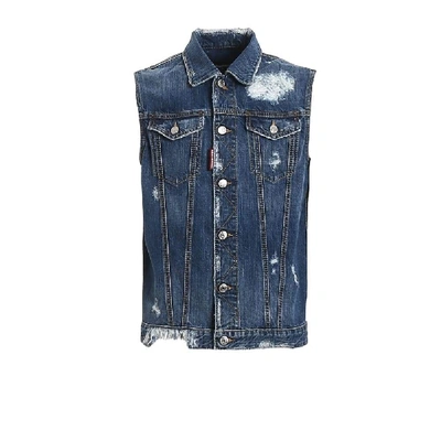 Shop Dsquared2 Men's Blue Cotton Vest