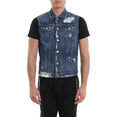 Shop Dsquared2 Men's Blue Cotton Vest