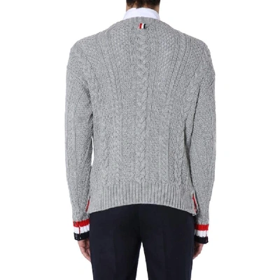 Shop Thom Browne Grey Wool Sweater
