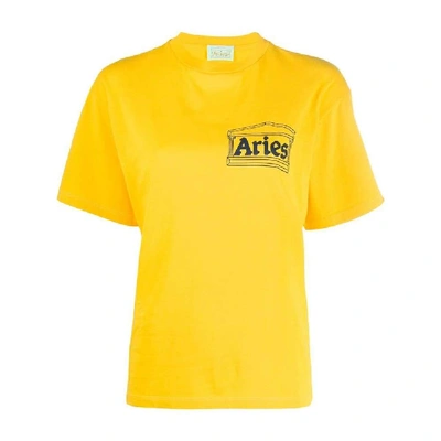 Shop Aries Arise Yellow Cotton T-shirt