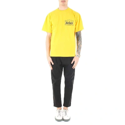 Shop Aries Arise Yellow Cotton T-shirt