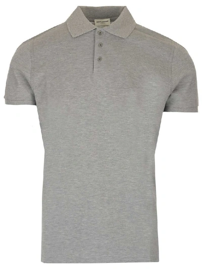 Shop Saint Laurent Men's Grey Cotton Polo Shirt