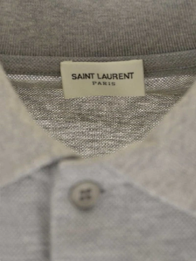 Shop Saint Laurent Men's Grey Cotton Polo Shirt