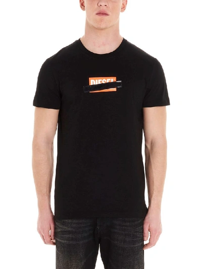 Shop Diesel Men's Black Cotton T-shirt