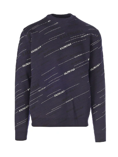 Shop Balenciaga Men's Blue Wool Sweater