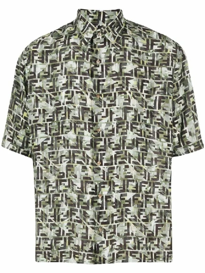 Shop Fendi Men's Green Viscose Shirt