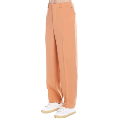 Shop Burberry Men's Orange Wool Pants