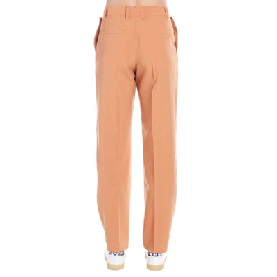 Shop Burberry Men's Orange Wool Pants