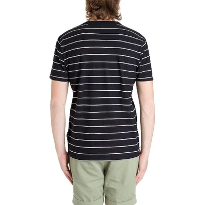 Ami Alexandre Mattiussi Striped Logo Tab T-shirt In Black White 