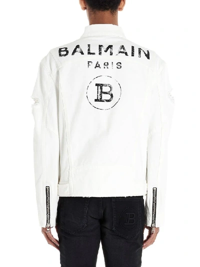Shop Balmain Men's White Cotton Jacket