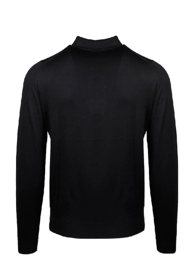 Shop John Smedley Men's Black Cotton Polo Shirt