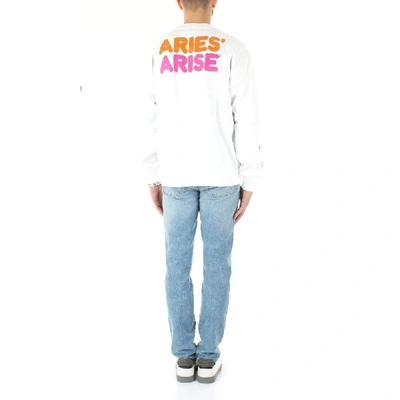 Shop Aries Arise Men's White Cotton Sweatshirt