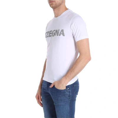 Shop Z Zegna Men's White Cotton T-shirt