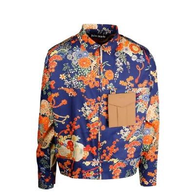 Shop Palm Angels Men's Blue Cotton Jacket