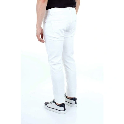 Shop Aglini Men's White Cotton Jeans