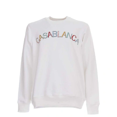 Shop Casablanca White Cotton Sweatshirt