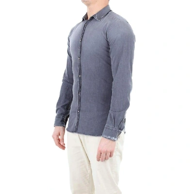 Shop Aglini Men's Grey Cotton Shirt