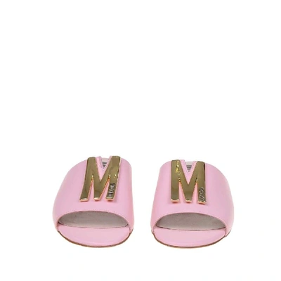 Shop Moschino Pink Leather Sandals