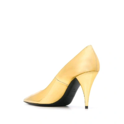 Shop Saint Laurent Women's Gold Leather Pumps