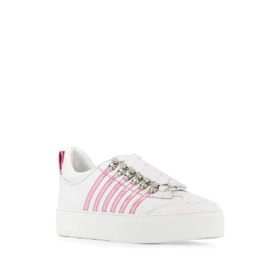 Shop Dsquared2 White Leather Sneakers