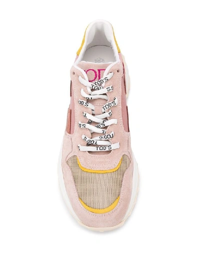 Shop Tod's Pink Leather Sneakers