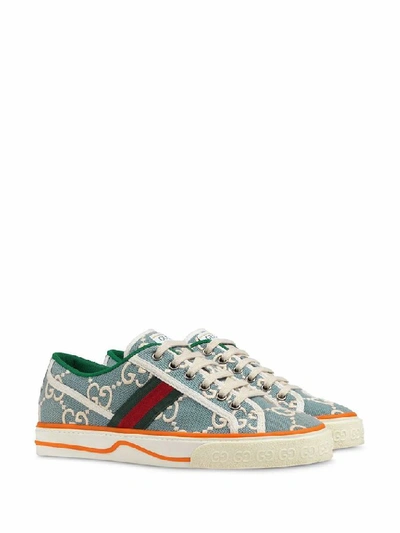 Shop Gucci Women's Light Blue Cotton Sneakers