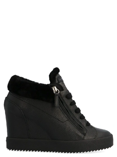 Shop Giuseppe Zanotti Design Women's Black Leather Sneakers