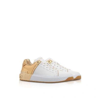 Shop Balmain Women's White Leather Sneakers